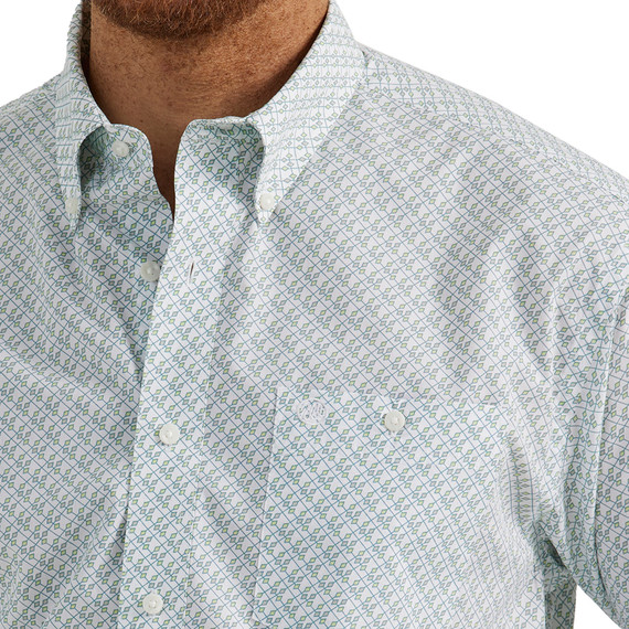 Wrangler Men's Relaxed Fit Long Sleeve Classic Print Shirt - White