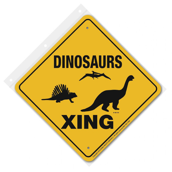 Noble Beasts Graphics Aluminum Dinosaurs Xing Sign - 12" X 12"