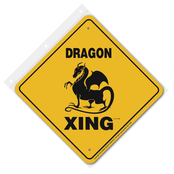 Noble Beasts Graphics Aluminium Dragon Xing Sign - 12" X 12"