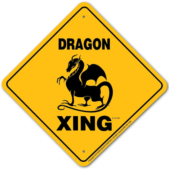 Noble Beasts Graphics Aluminium Dragon Xing Sign - 12" X 12"