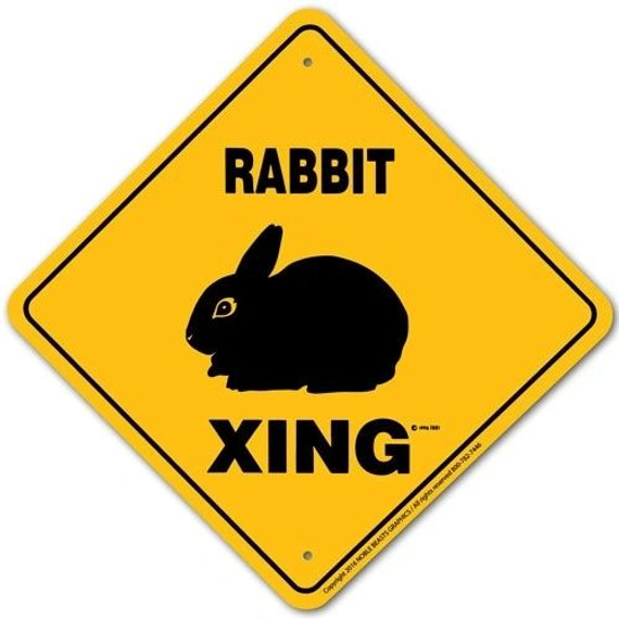 Noble Beasts Graphics Aluminum Rabbit Xing Sign - 12" X 12"