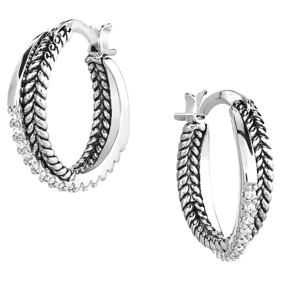 Montana Silversmiths Crystal Crossover Hoop Earrings