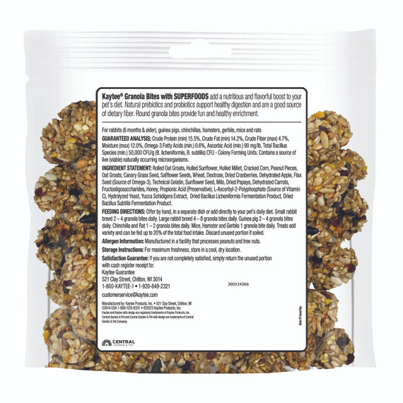 Kaytee Granola Bites with Superfoods Cranberry, Apple and Flax - 4.5 oz