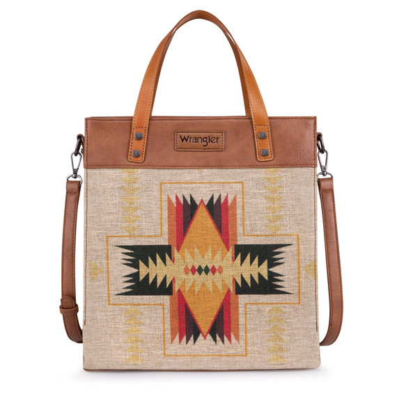 Wrangler Art Print Canvas Tote/Crossbody Bag - Aztec