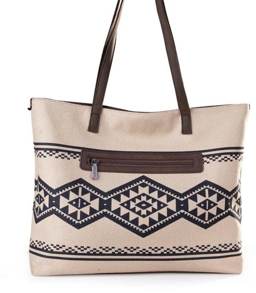 Wrangler Aztec Pattern Print Canvas Tote Bag - Tan/Black