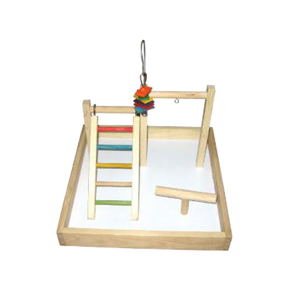 A&E Wooden Table Top Play Station Bird Toy - 17" X 17" X 12"