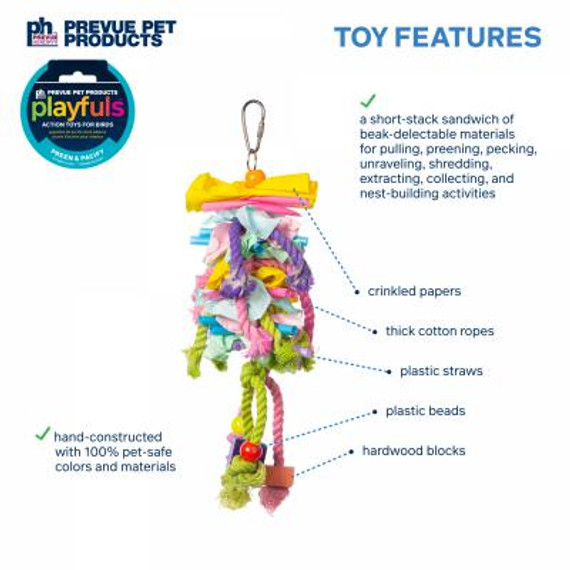 Prevue Pet Calypso Creations Short Stack Bird Toy - Multi Color