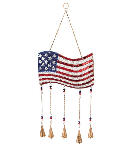 Evergreen Enterprises American Flag Beaded Wind Chime