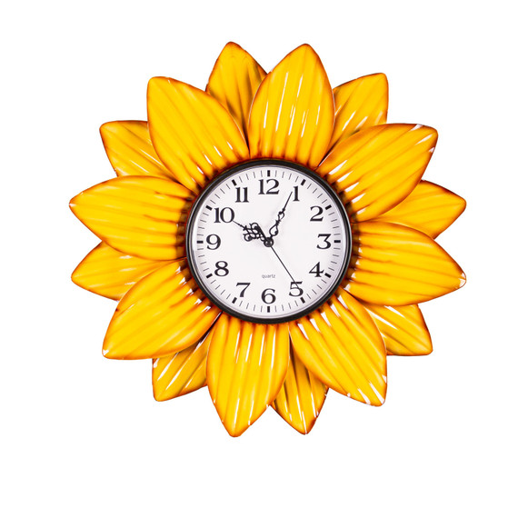 Evergreen Enterprises Metal Sunflower Wall Clock - 14-1/4"