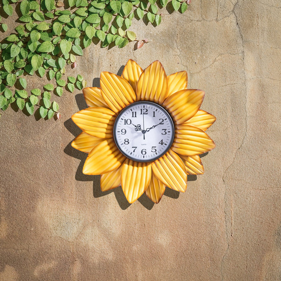 Evergreen Enterprises Metal Sunflower Wall Clock - 14-1/4"