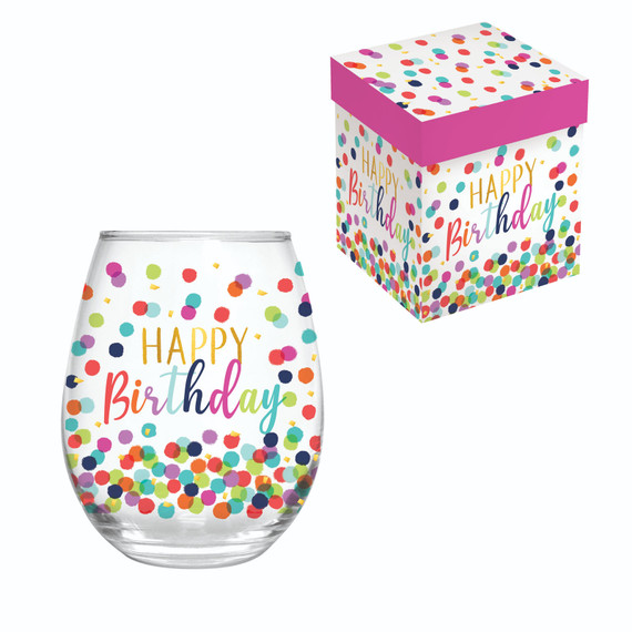 Evergreen Enterprises Happy Birthday Stemless Glass with Box - 17 oz