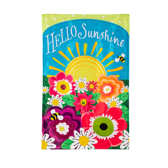 Evergreen Enterprises Hello Sunshine Applique House Flag - Multi