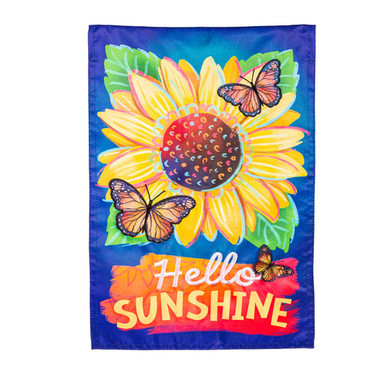 Evergreen Enterprises Hello Sunshine and Butterflies Applique Garden Flag - Yellow
