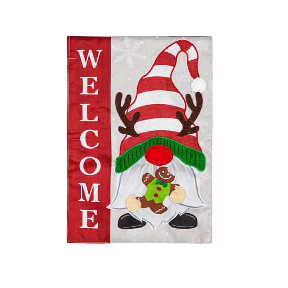 Evergreen Enterprises Holiday Gnome Applique Garden Flag