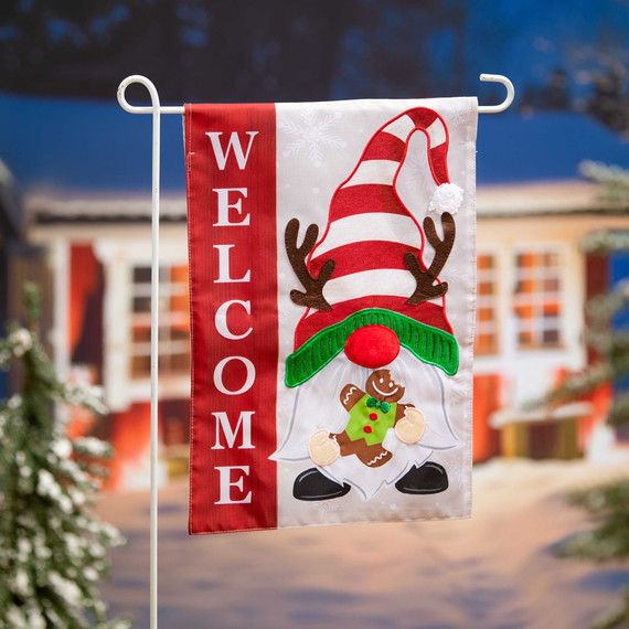 Evergreen Enterprises Holiday Gnome Applique Garden Flag