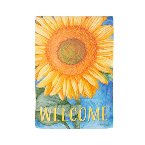 Evergreen Enterprises Welcome Sunflower Suede House Flag