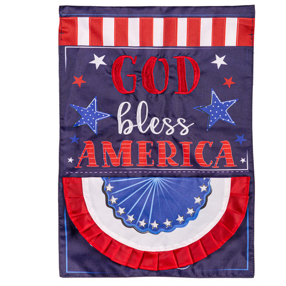 Evergreen Enterprises Patriotic God Bless America Applique Garden Flag