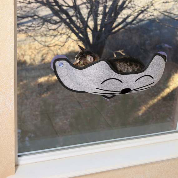K&H EZ Mount Kittyface Window Bed for Cats - Gray