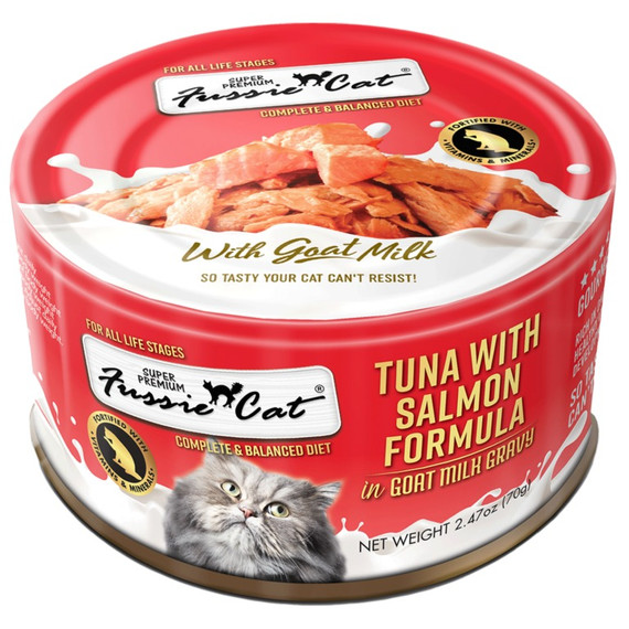 Fussie Cat Tuna with Salmon Formula in Goat Milk Gravy - 2.47 oz