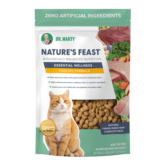Dr. Marty Nature’s Feast Essential Wellness Poultry Freeze-Dried Raw Cat Food - 12 oz