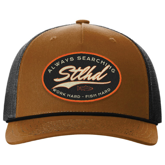 STLHD Men's Haymaker Trucker Hat with Mesh Back - Orange/Black