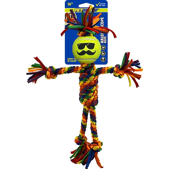 Petsport Kaleidoscope Rope Medium Dude with Ball Dog Toy - 16"