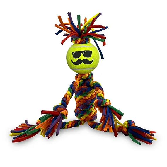 Petsport Kaleidoscope Rope Medium Dude with Ball Dog Toy - 16"