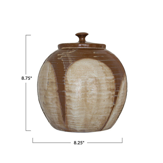 Creative Co-op Rustic Country Reactive Glaze Stoneware Jar - Brown