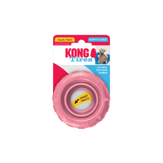 Kong Puppy Rubber Tire Dog Toy - Pink and Blue