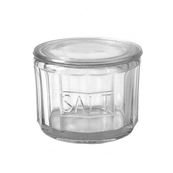 Creative Co-op Rustic Country Pressed Glass Salt Cellar - 4-1/2" - Clear