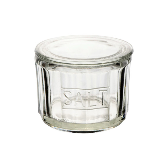 Creative Co-op Rustic Country Pressed Glass Salt Cellar - 4-1/2" - Clear