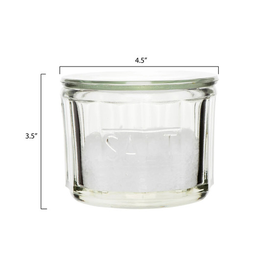 Creative Co-op Rustic Country Pressed Glass Salt Cellar - 4-1/2" - Clear