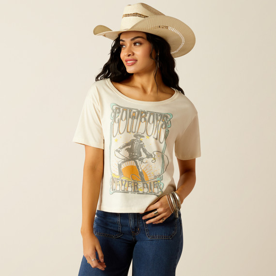 Ariat Women's Cowboys Never Die Short Sleeve Graphic T-Shirt - Natural