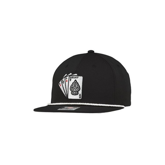 Ariat Men's 3d Embroidered Ace Playing Cards Baseball Hat - Black