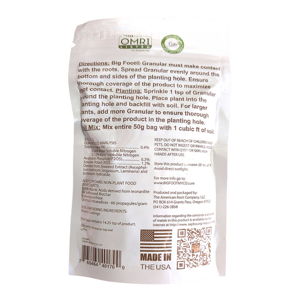 Big Foot Mycorrhizae Granular Transplant Root Inoculum - 50 gram
