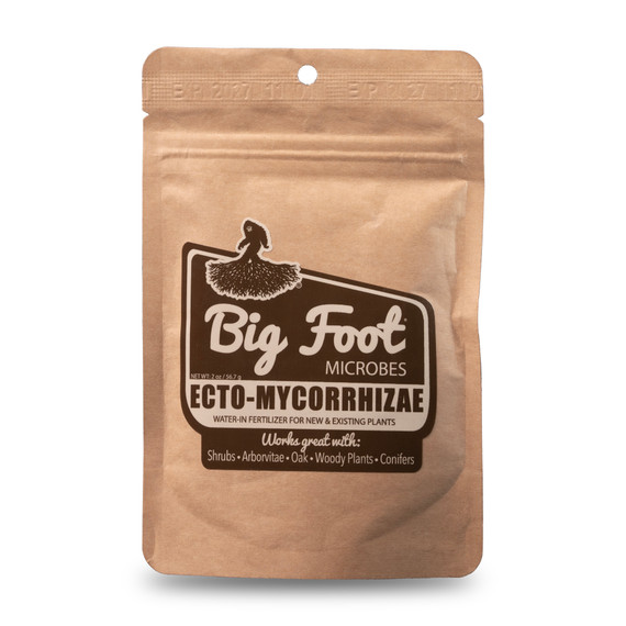 Bag of Big Foot Ecto Mycorrhizae Water Soluble Powder for Woody Plants - Shrubs, Arborvitae, Oak, Conifers, Christmas Trees - 2 Ounces