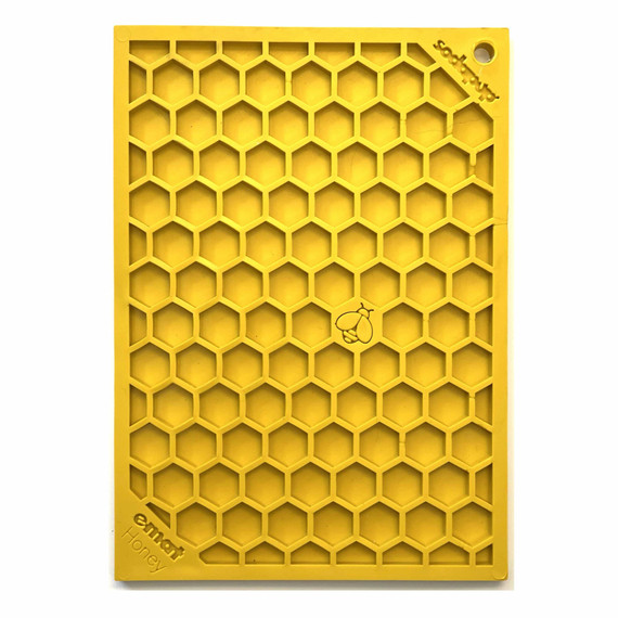 SodaPup Honeycomb Design Emat Enrichment Lick Mat - Large - Yellow
