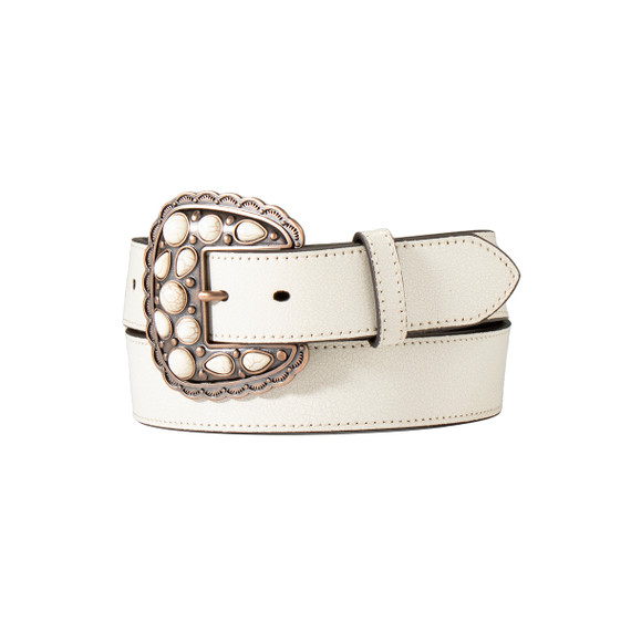 M&F Western Angel Ranch Ladies Cracked Belt - White