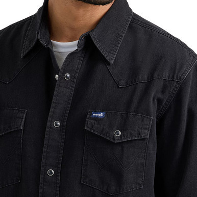 Wrangler Men's Classic Black Denim Western Snap Shirt