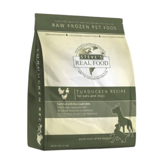 Steve's Real Food Frozen Turducken Nuggets Dog & Cat Food - 5 lb