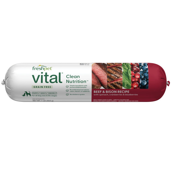 Freshpet Vital Clean Nutrition Grain-Free Beef & Bison Recipe Roll Dog
