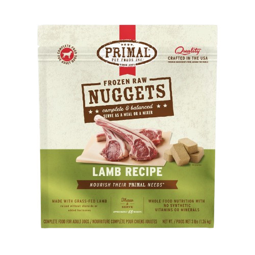 Primal Pet Frozen Lamb Nuggets Dog Food - 3 lb