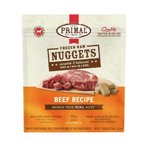 Primal Pet Frozen Beef Nuggets Dog Food - 3 lb