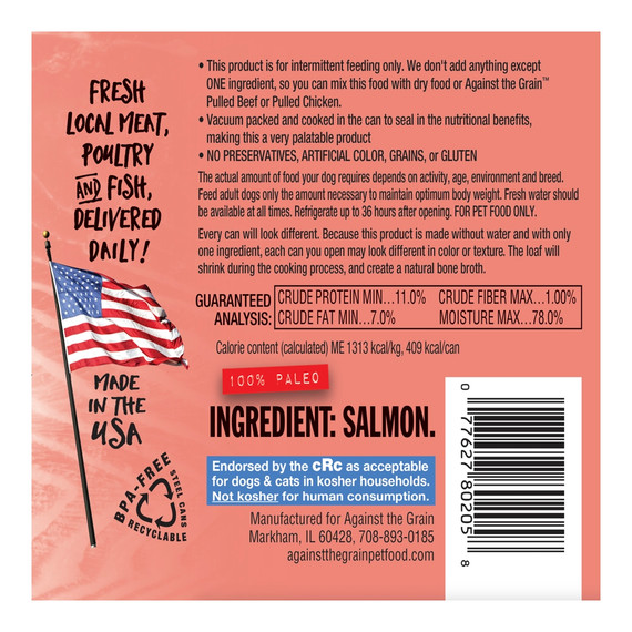 Against The Grain Nothing Else Salmon Dog Food - 11 oz