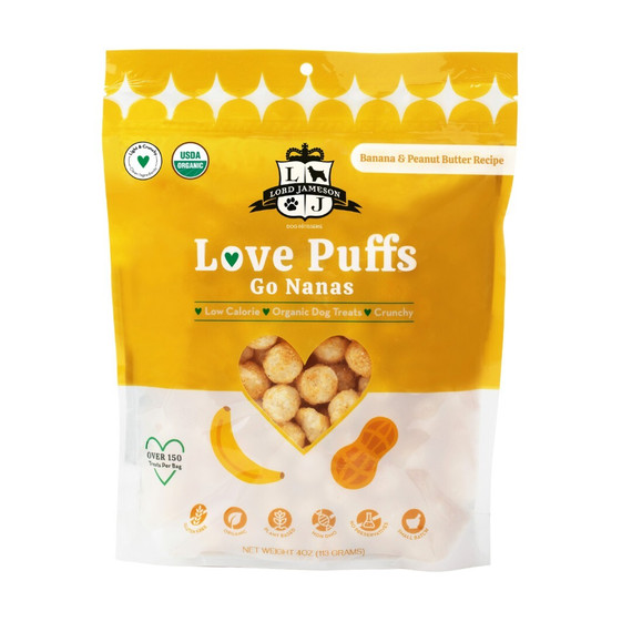 Lord Jameson Love Puffs Go Nanas Organic Dog Treats - 4 oz