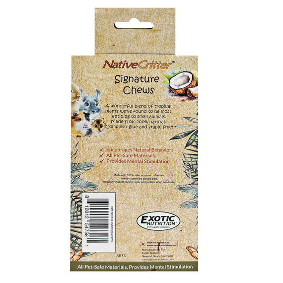 Exotic Nutrition NativeCritter Signature Chews For Small Animal - 8" X 4-1/2" X 2-1/2"