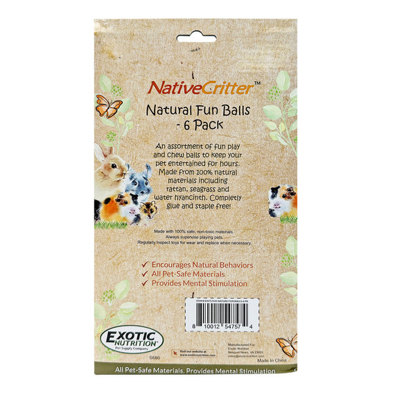 Exotic Nutrition NativeCritter Natural Fun Balls For Small Animal - 6 pk