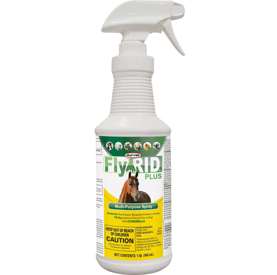Durvet Flyrid Plus Multi-Purpose Fly Spray - 32 oz
