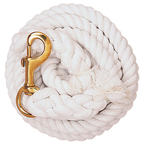 Weather Leather Cotton Lead Rope With Solid Brass Snap - White