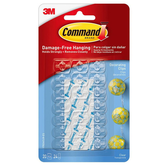 Command Clear Decorating Clips With 24 Mini Strips - 20 pk